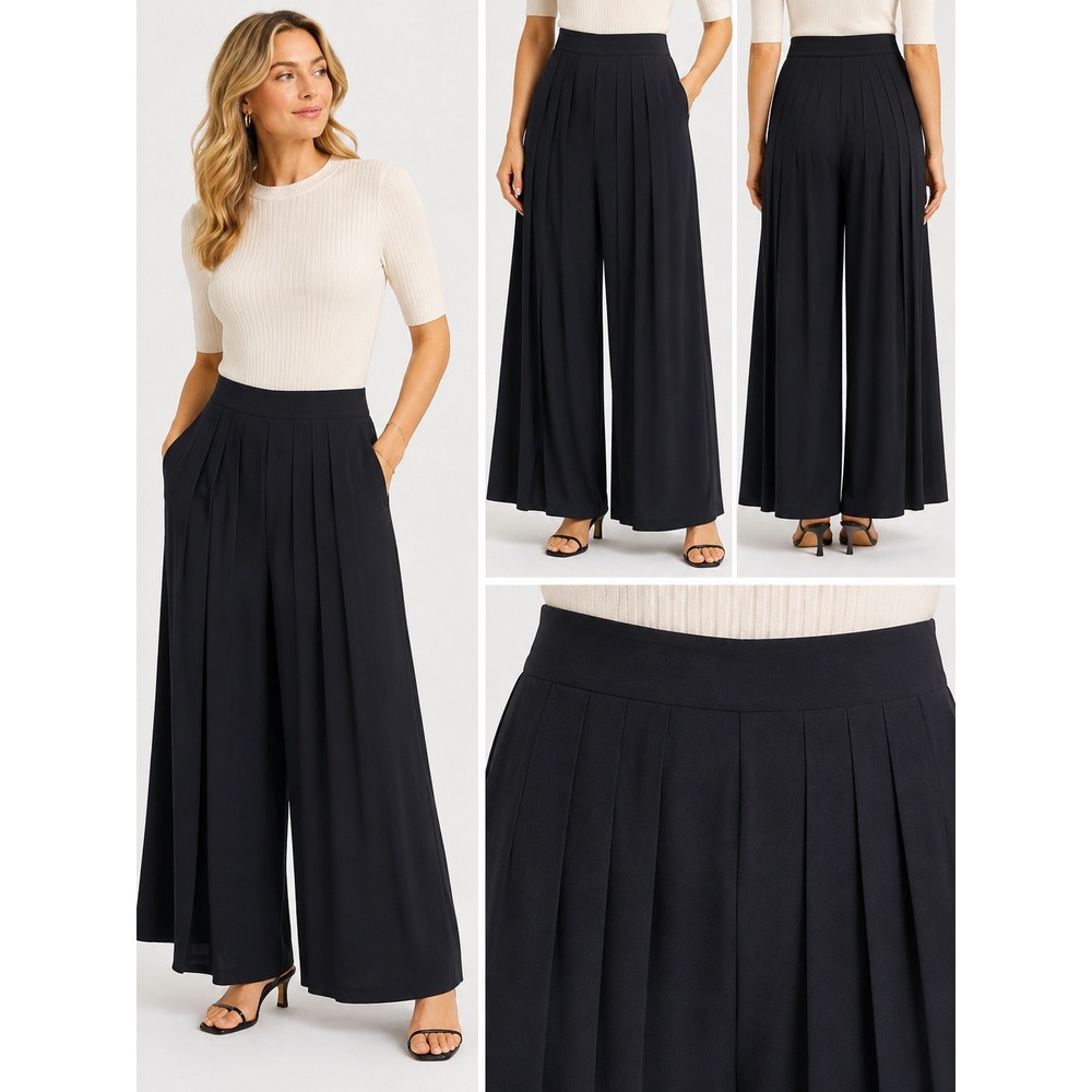 Sonia Rykiel Culottes 10 Pleated Wide Leg Skirt/Pant Minimalist Palazzo Parisian